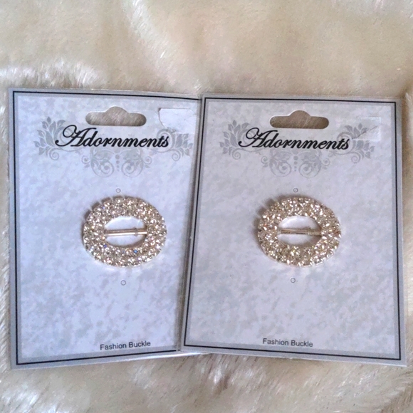 ❤️ 2 SMALL RHINESTONE Accessory Scarf Shoe BELT BUCKLE - Picture 4 of 10